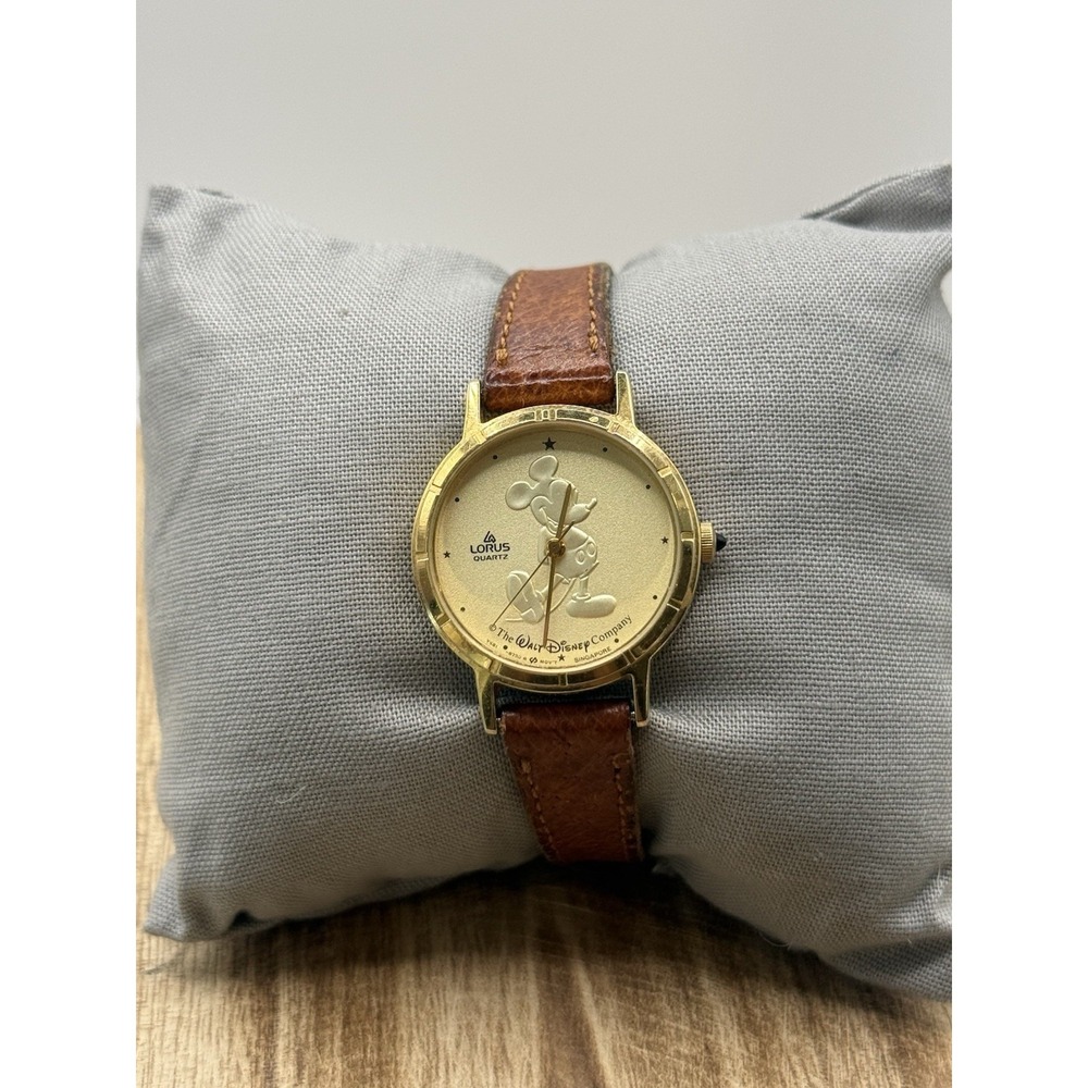 Vtg Lorus Disney Mickey Mouse Quartz Watch Gold Tone Dial Women's Needs Battery‎